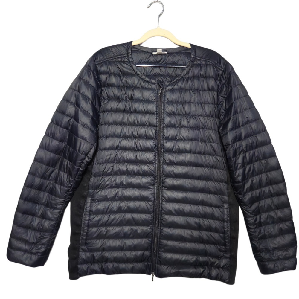PURE JILL FIT Womens XL Black Down Puffer Jacket Quilted Ribbed Lightweight